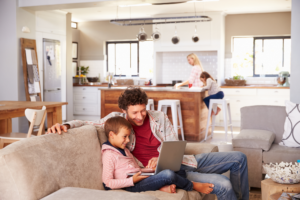 family in kitchen